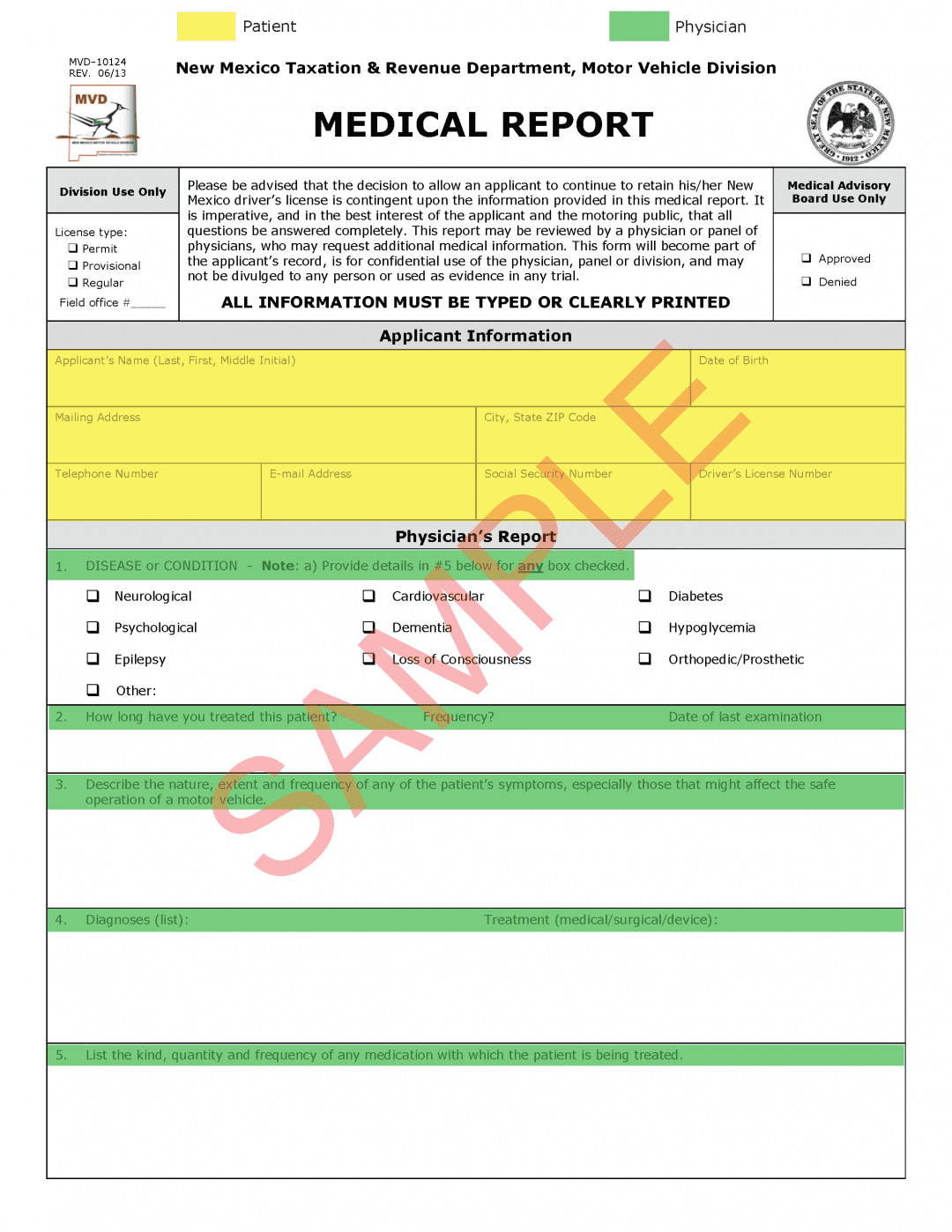 Medical Report - MVD Now DMV - Department of Motor Vehicles Albuquerque ...